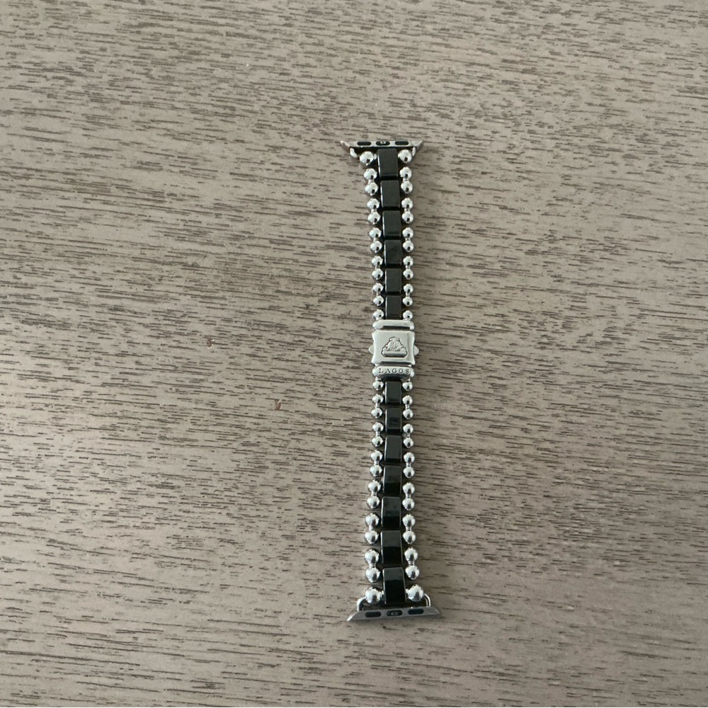 LAGOS Silver and Black Beaded Watch Band - Picture 2 of 4